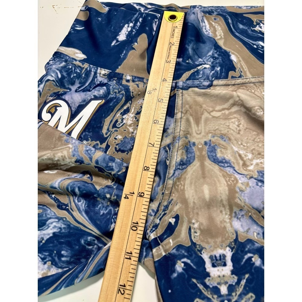 MLB‎ Milwaukee Brewers Marble Swirl Leggings Sz M Baseball Athleisure Comfy Gym - Picture 7 of 14